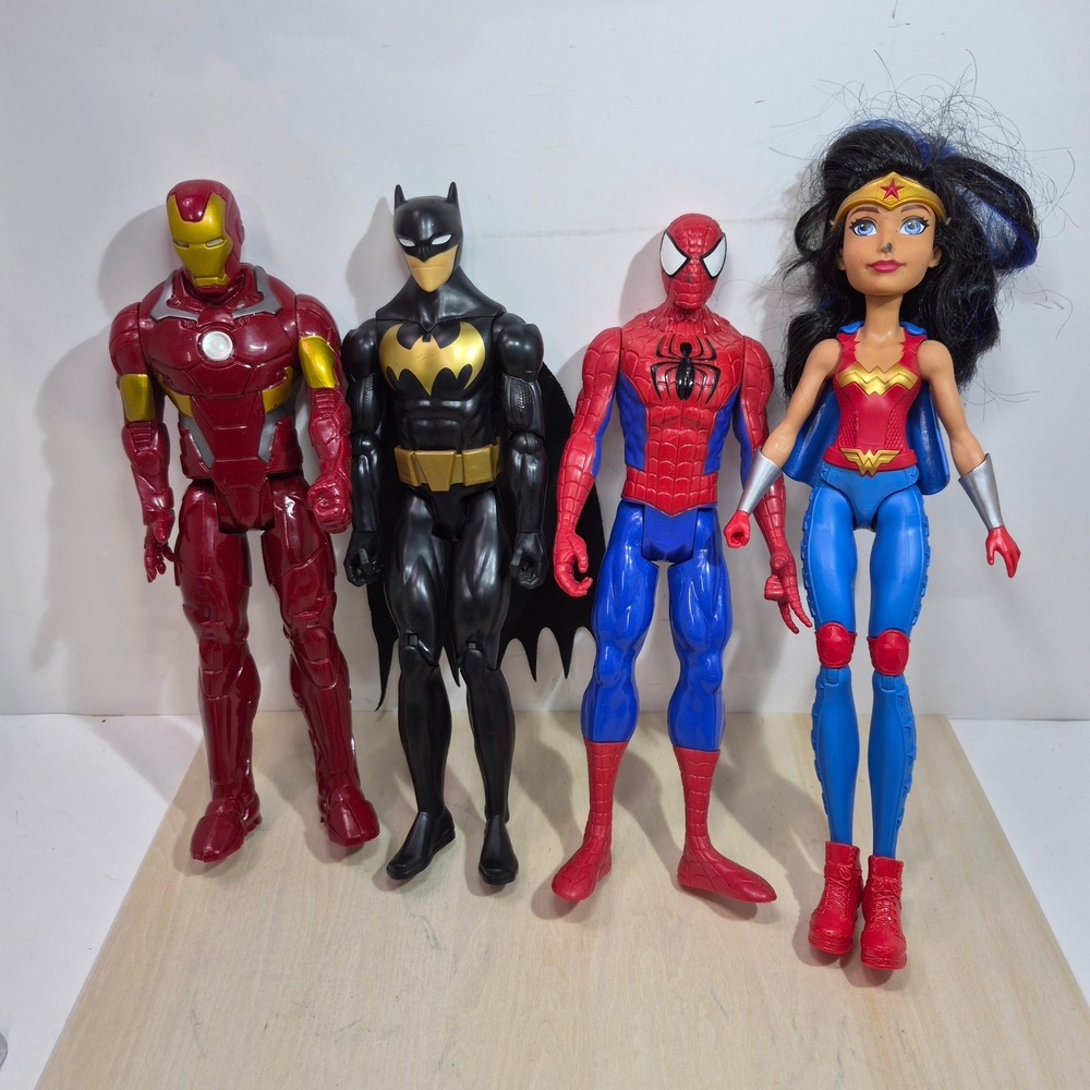 Marvel DC Action Figure Lot Iron Man Batman SpiderMan Wonder Woman Hasbro Mattel